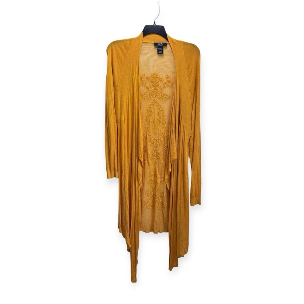 Boho Western Duster Embroidered Lace Gipsy Open Front Mustard Long Cardigan 2X